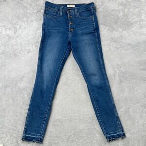 Madewell 10" High-Rise Skinny Jeans Size 30 Blue Womens Button Fly Raw Hem L9973